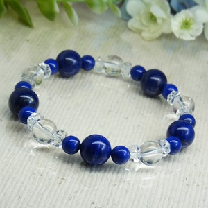 ★高品質 ラピスラズリ 天然水晶 ブーケ風 花束 幸運 お守り 幸せ 星空 願い 地球 五芒星 天然石ブレスレット G78