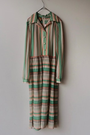 sheer open-collar shirt one-piece