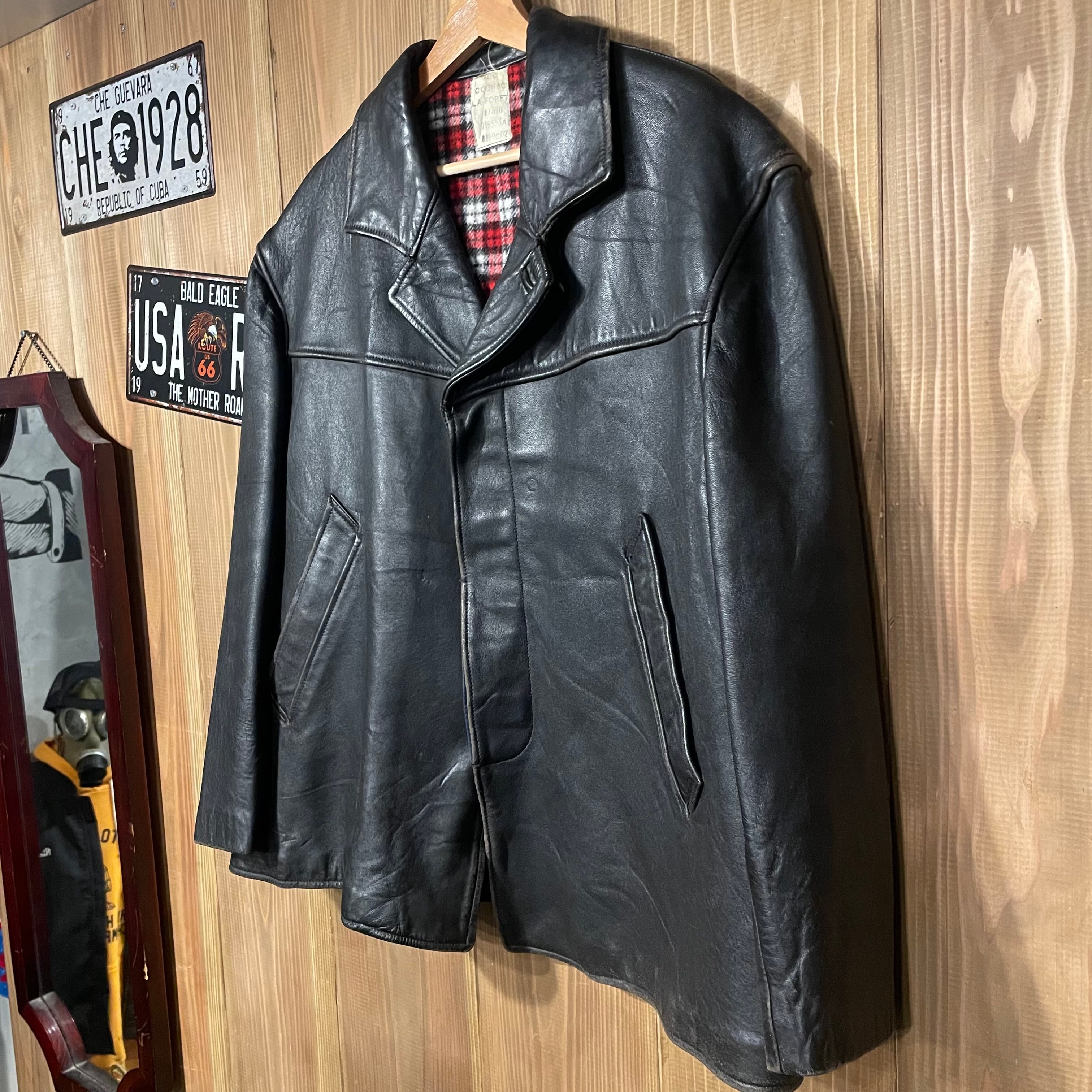 50s 60s French Vintage レザー コート ジャケット フランス製 ユーロ