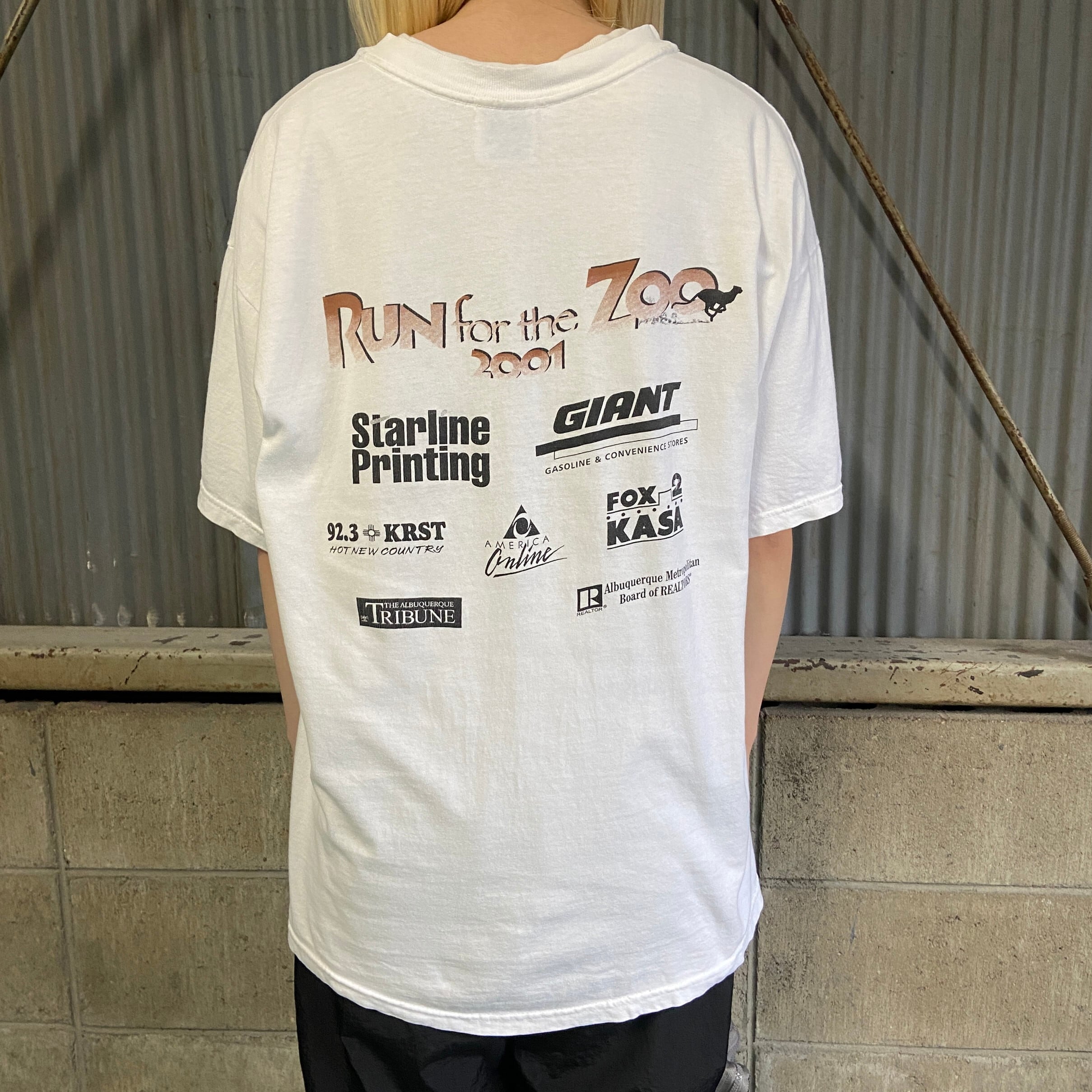 00年代 Run for the Zoo ライオン アニマルプリントTシャツ メンズL
