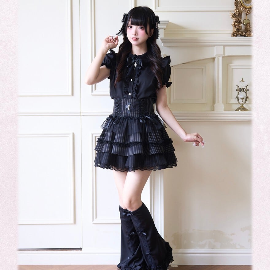 ゴスロリ ブラウス 姫袖シャツ 地雷系 量産型 レース リボン