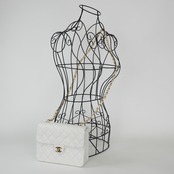 CHANEL シャネル ミニマトラッセ 20 ラムスキン シングルフラップ シングルチェーンバッグ ホワイト ゴールド金具 2番台