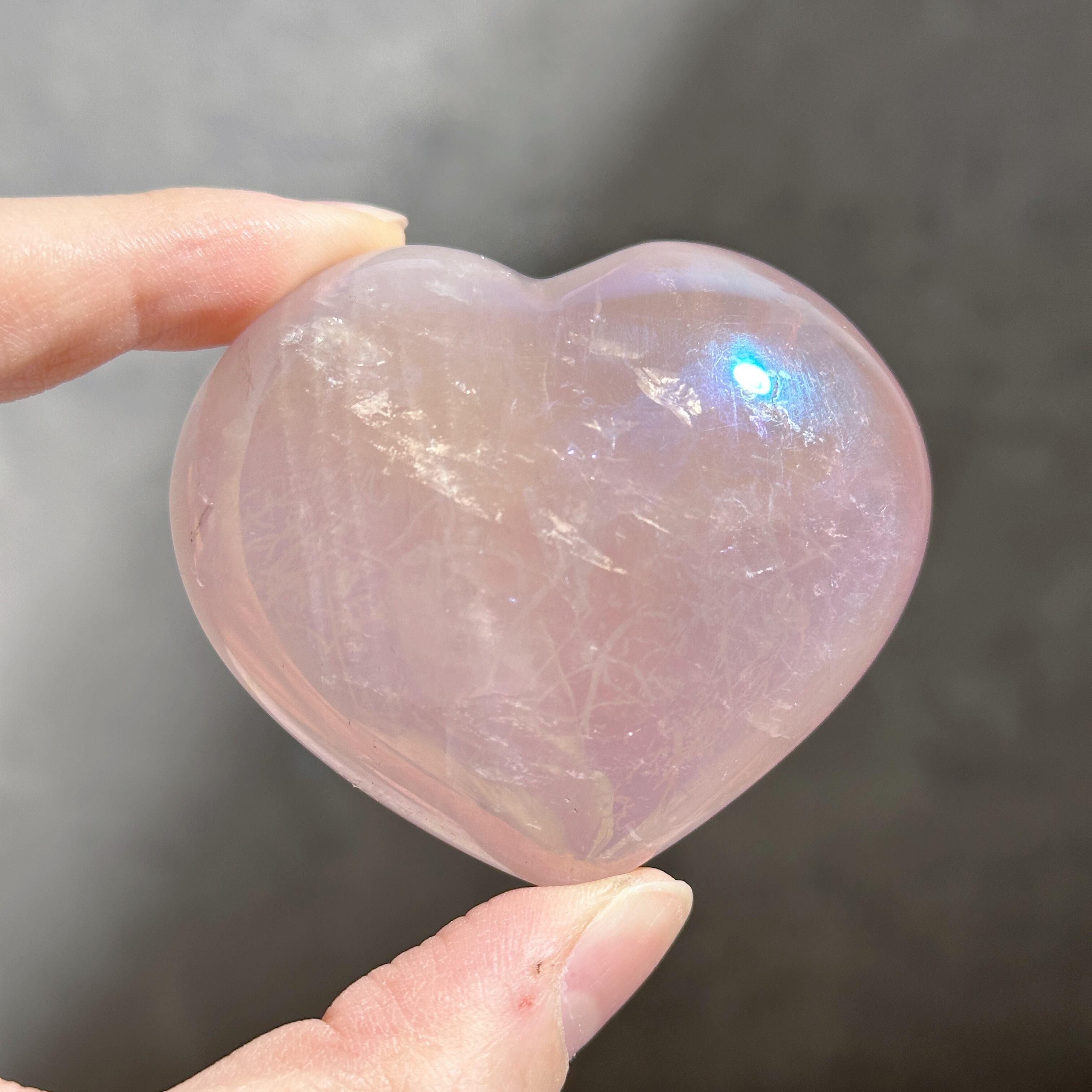 ぷっくり♡エンジェルオーラローズクォーツ ハート61♡Angel Aura Rose Quartz♡天然石・鉱物・パワーストーン