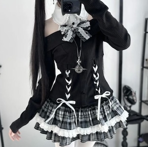 ゆめかわ♡全2カラー オフショルニット&ミニスカート set13 ゆめかわ♡全2カラー オフショルニット&ミニスカート set13