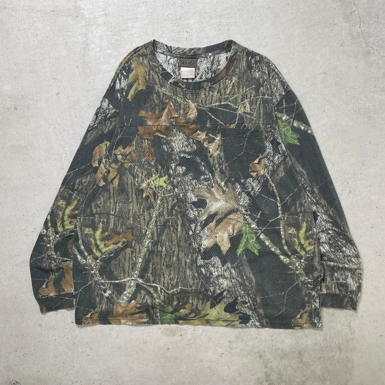 JERZEES リアルツリー柄 メッシュ ロングTシャツ ロンT ポケットT 