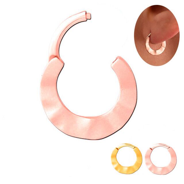 リングピアス ボディピアス 16G 全2色 つや消し 槌目(つちめ)模様 簡単