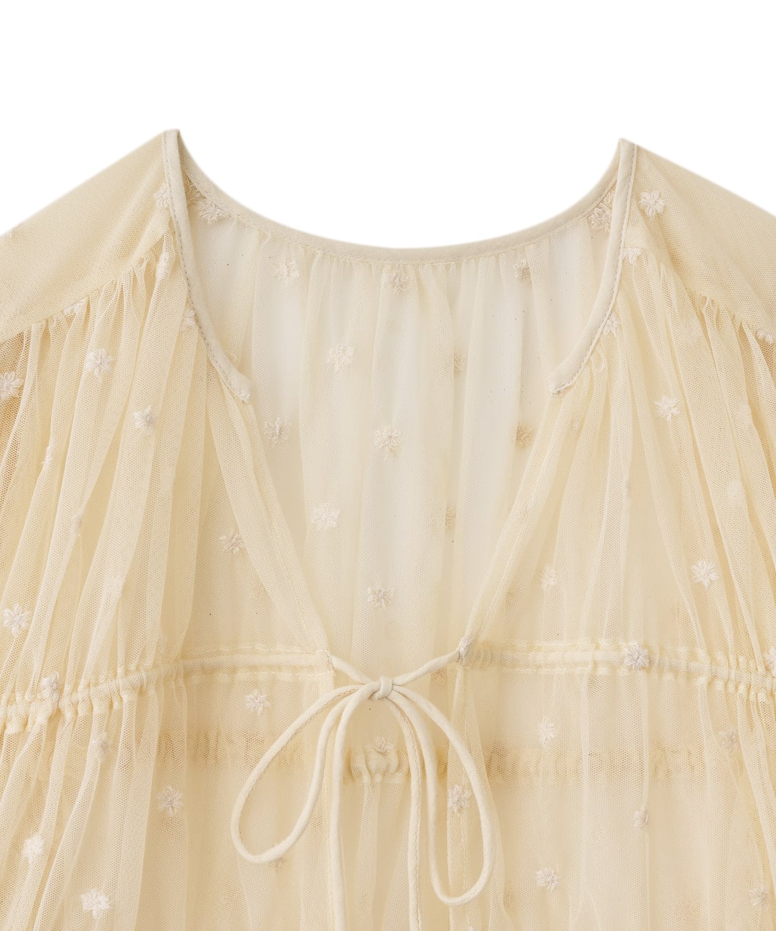 COCO DEAL/ココディール】チュールエンブロイダリーペプラムブラウス