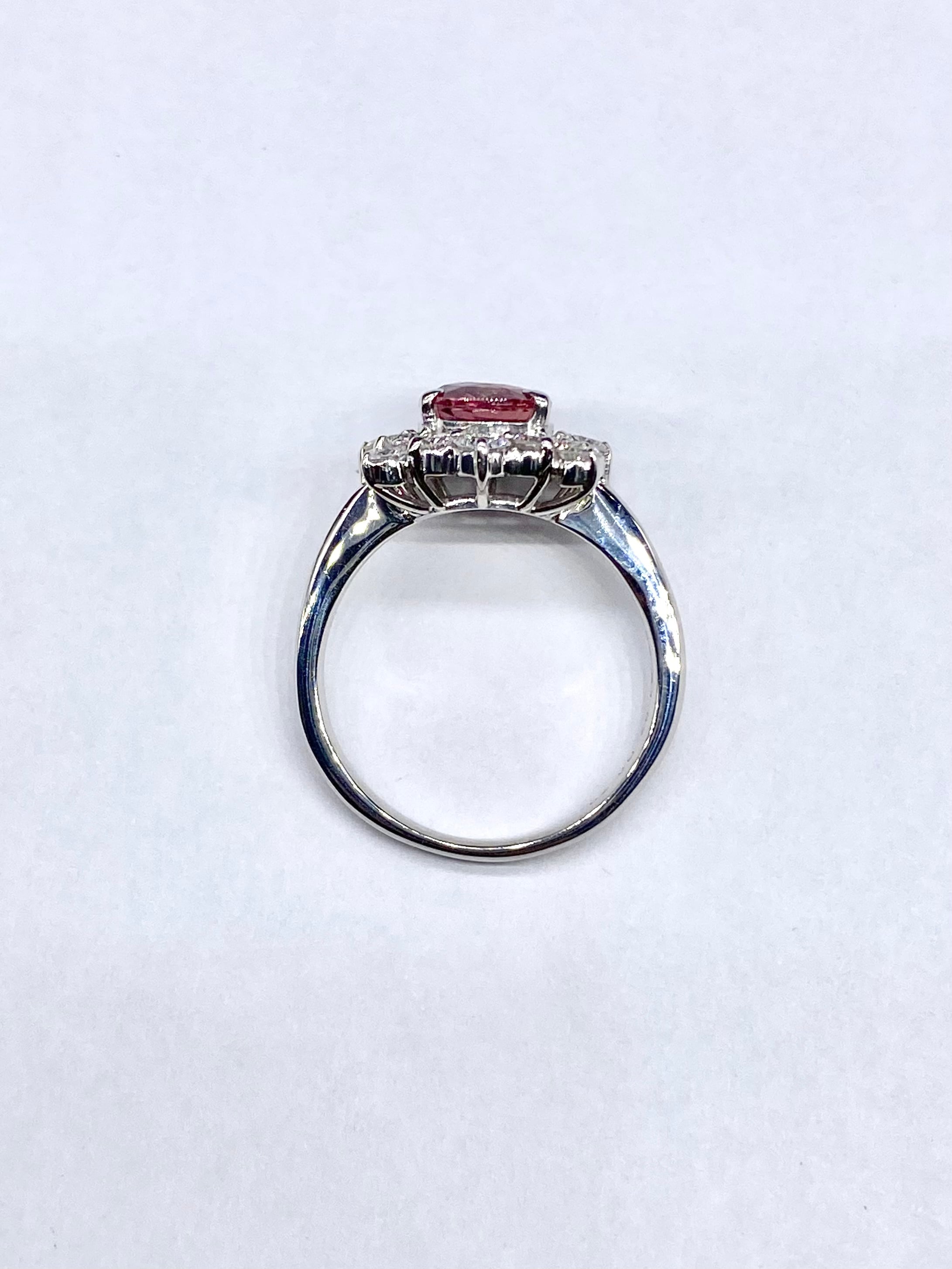パパラチアサファイア 1.67ct / ダイヤモンド 計0.76ct Pt900 リング