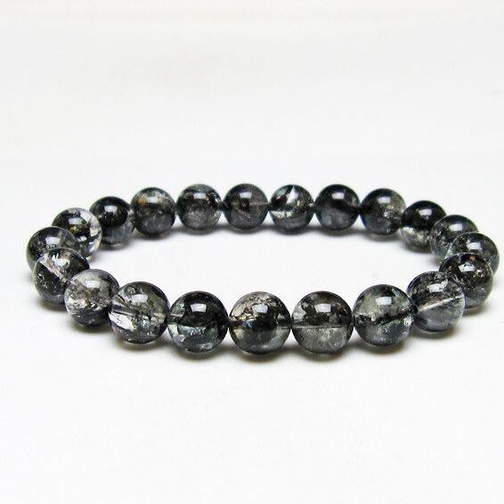 ブラックエレスチャルクォーツ ブレスレット 10mm 一点物 メール便可 111-53850