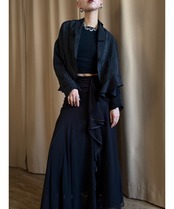 girly mode black frill shirt-4861-8