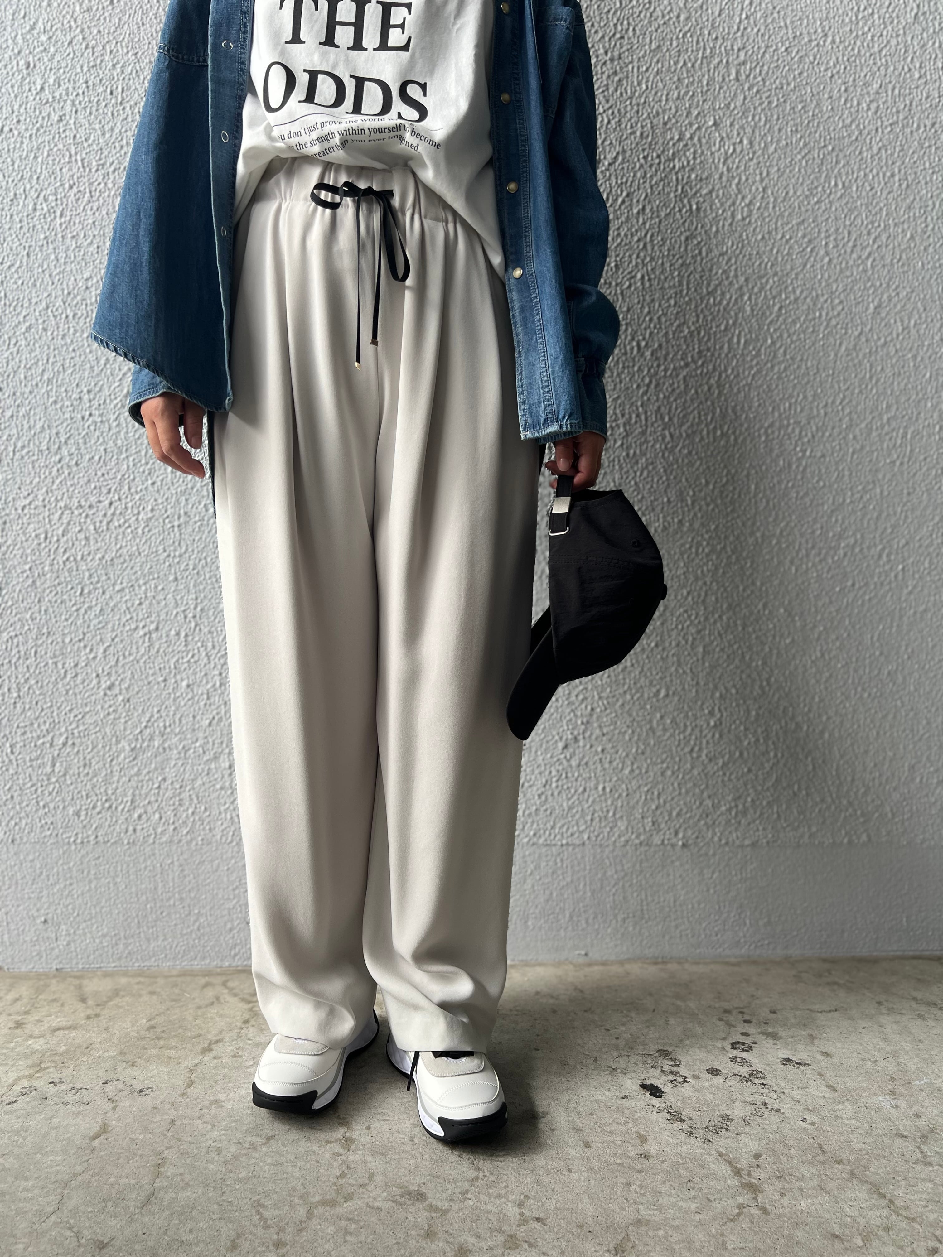 【PASSIONE】タックイージーセミワイド美脚パンツ　516641