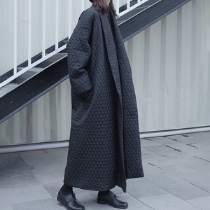 Back Button Cotton-padded Long Coat / バック ボタン コットンパッド ロング コート