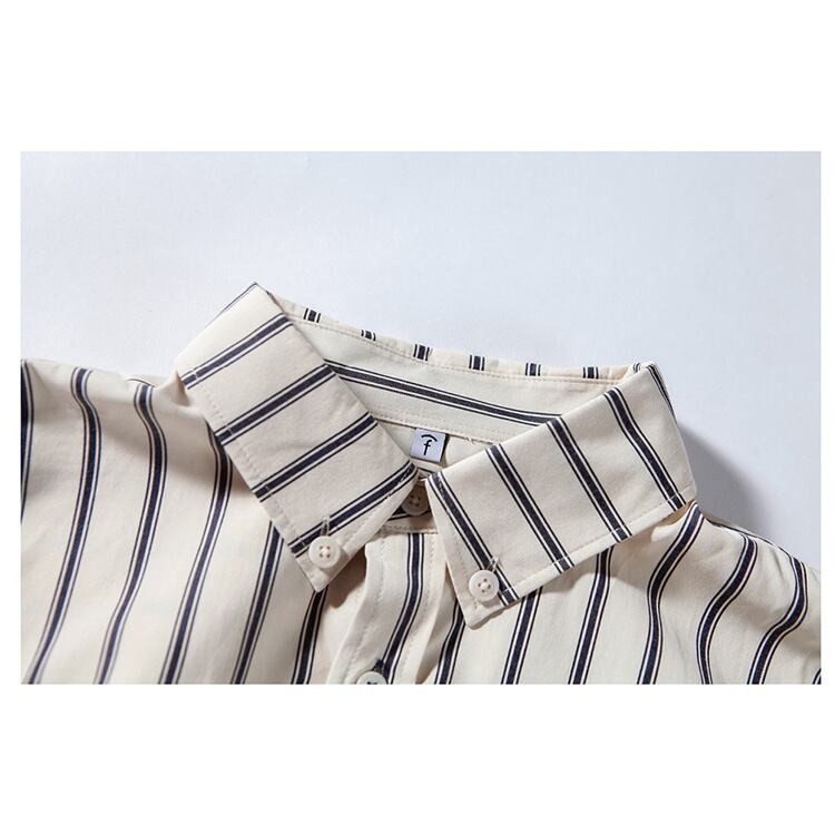 ★COLLEGE STYLE LOOSE STRIPED DRAPED SHIRT　　　19169
