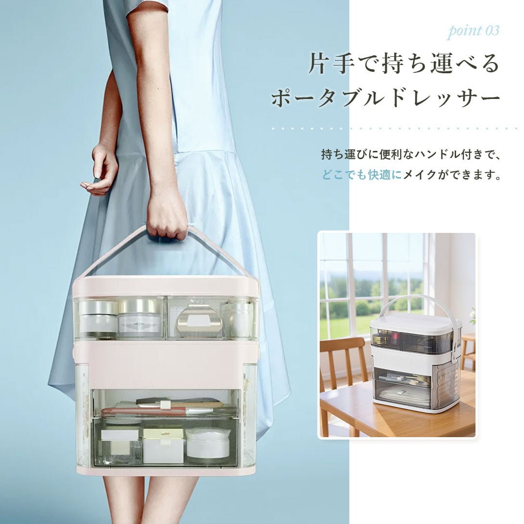 メイクボックス LEDミラー付き 大容量 ドレッサー メイク コスメ