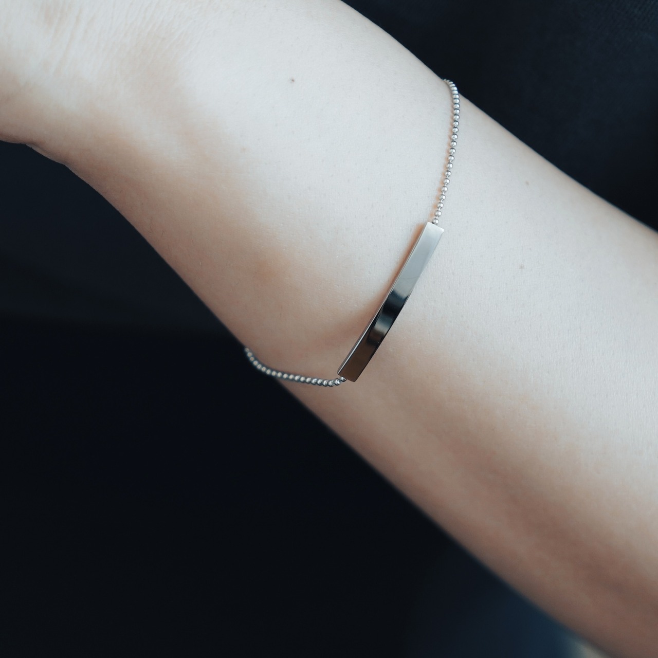 タイニープレート ボールチェーン ブレスレット シルバー サージカルステンレス SUS304