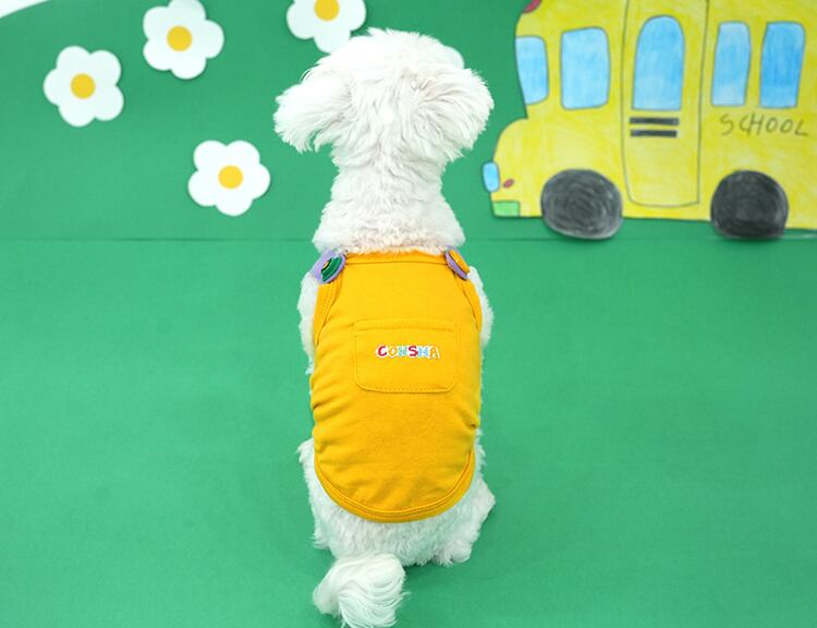 color shoulder t-shirt S ~ XL 2color / 犬服 春夏 新作 Tシャツ ドッグウェア 袖なし 可愛い 犬の服 お揃い オーバーオール トップス　top151
