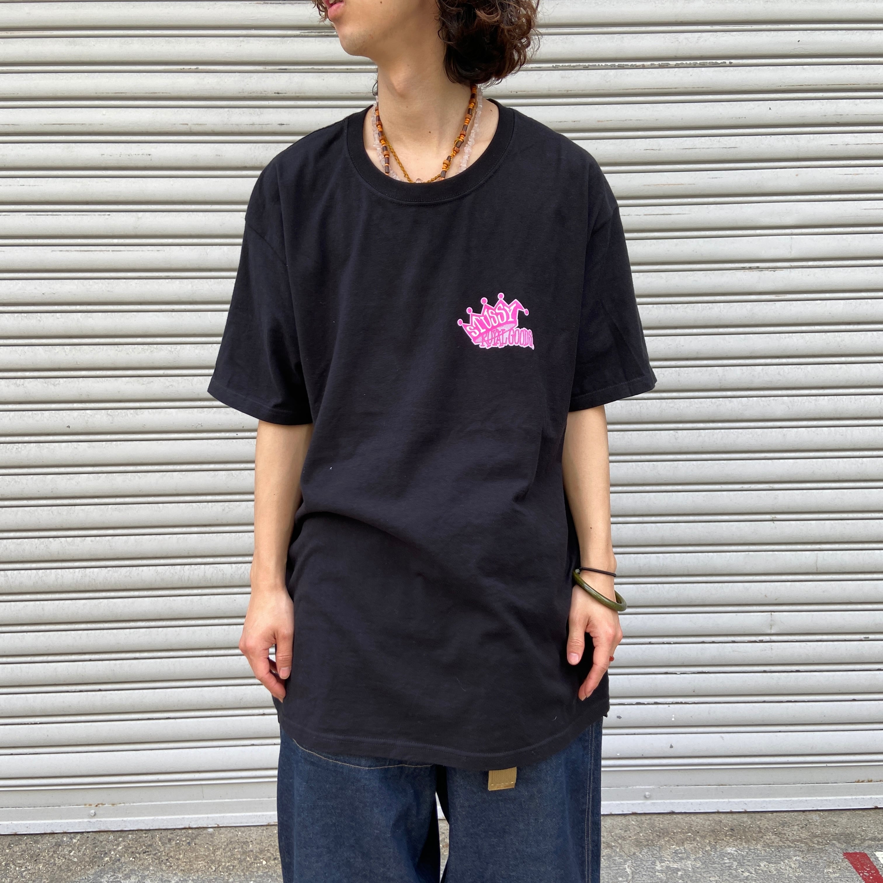 old stussy 白タグ 王冠ロゴ USA製 コットンシャツ-