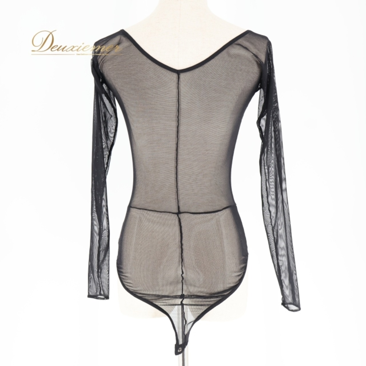 社交ダンス 衣装 トップス レオタード ブラック系 チャコット Chacott 日本製 黒 伸縮 ストレッチ 練習 レッスン 長袖 メッシュ生地 ボタン バレエ 無地 シンプル ダンス衣装 イベント ステージ 重ね着