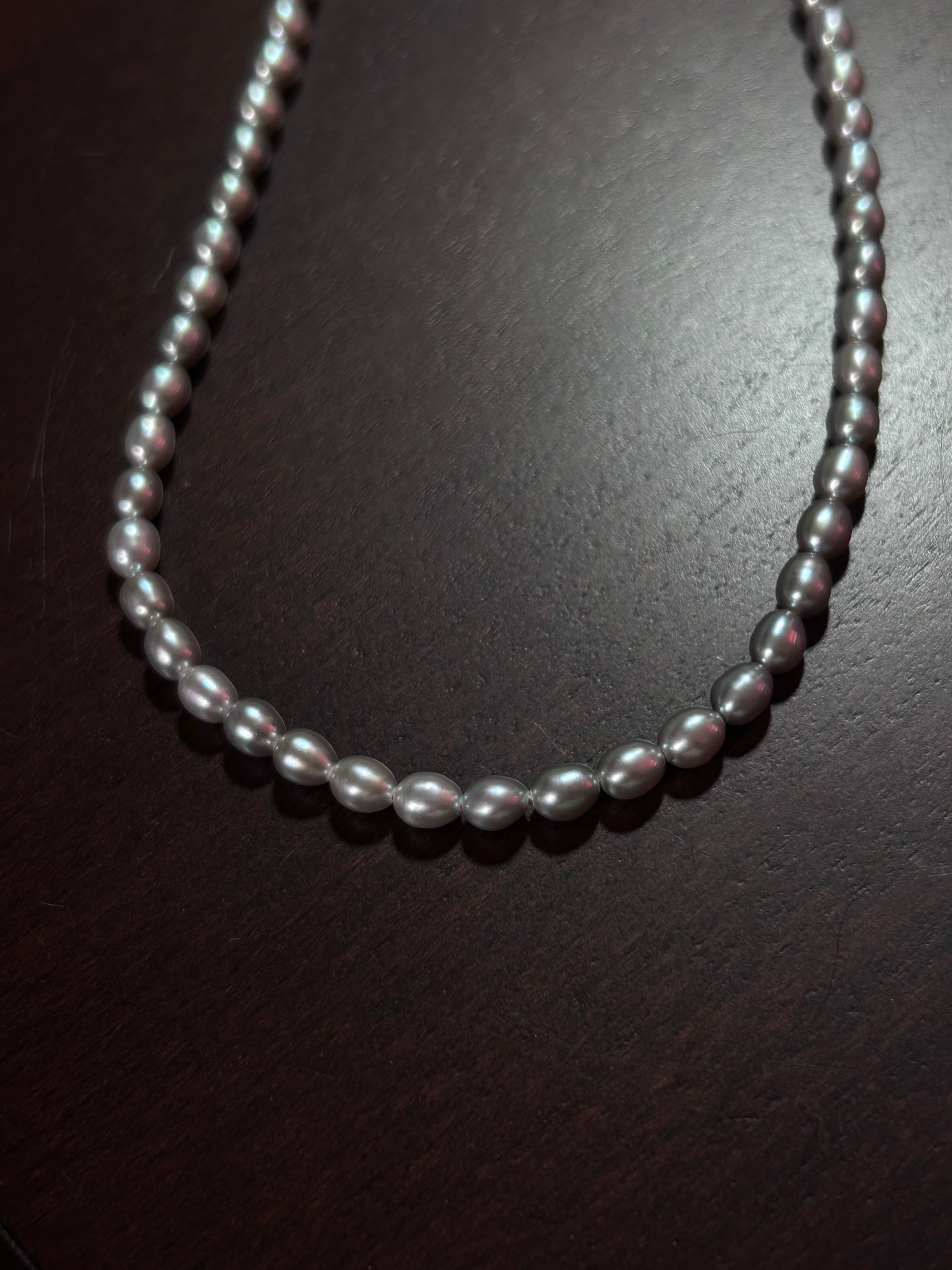 SV925 淡水真珠 ネックレス 薄いグレー系 40cm+5cmアジャスター付き