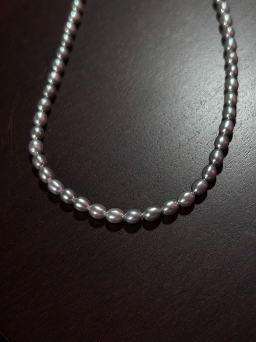 SV925 淡水真珠 ネックレス　薄いグレー系　40cm+5cmアジャスター付き