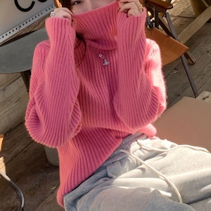 ハイネックボトミングニットセーター 9color  W00878