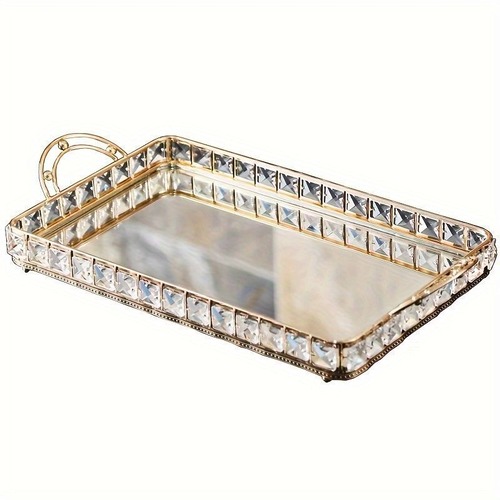 ラグジュアリー トレイ ドレッサートレイ 金属製 ダイヤ 幾何学 ゴージャス おしゃれ インテリア リビング 玄関 バスルーム