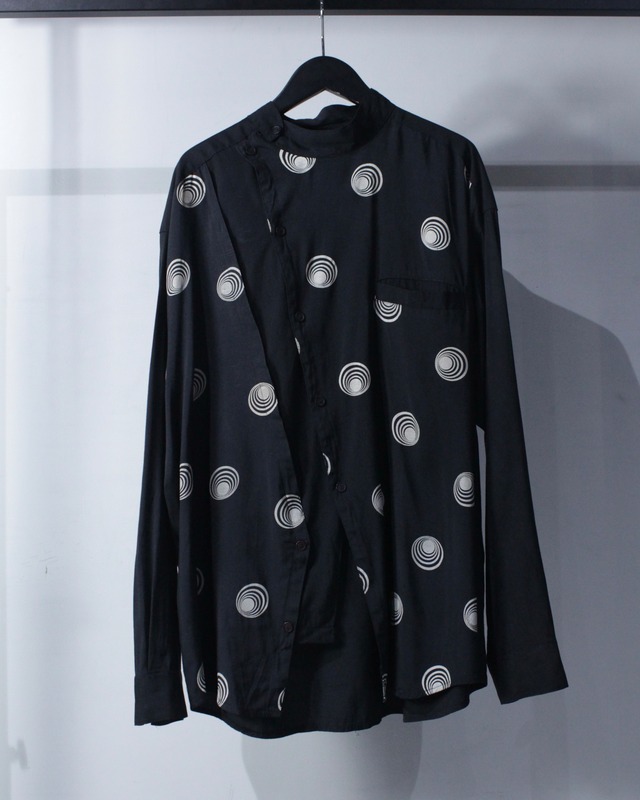【Caka BLACK】“変形”Lotuleleaf Pattern Vintage Loose L/S Shirt