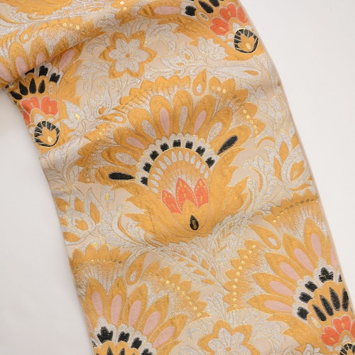 昭和期 金銀糸 花文様 袋帯|ジャパンヴィンテージ/インテリア・飾りとして