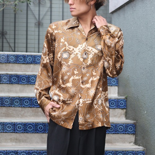 USA VINTAGE SCARF PATTERNED OPEN COLLAR  DESIGN SHIRT/アメリカ古着スカーフ柄オープンカラーデザインシャツ