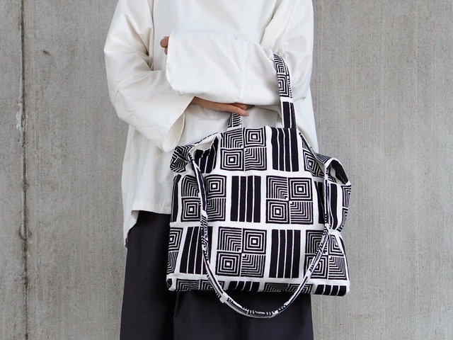 ブロックプリント/4way総柄トートバッグ(A4対応サイズ)