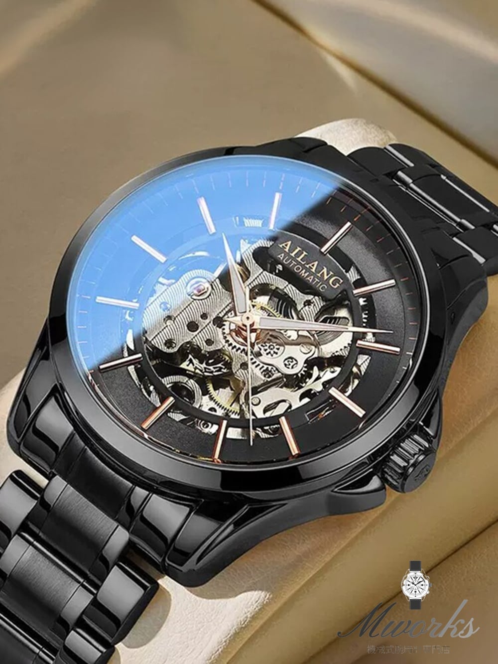 Leather Silver Black】機械式スチームパンク腕時計 男性用 Leather Silver Black】機械式スチームパンク腕時計 男性用