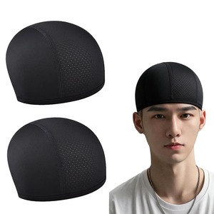 【努力特価】ヘルメッ ト インナーキャップ 吸汗 メッシュ 素材 防風 速乾 薄型 キャップ ロゴなしタイプ 2枚 黒