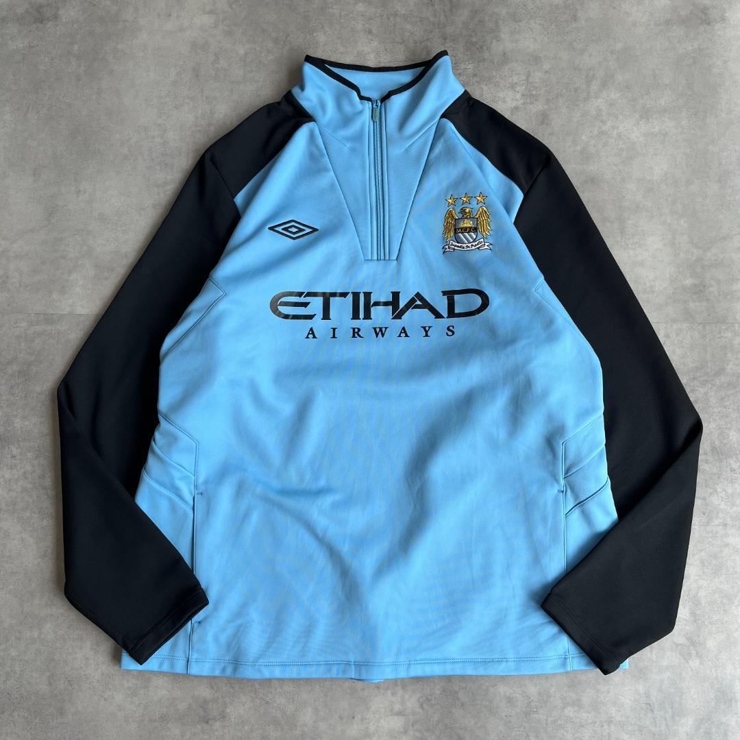 アンブロ マンチェスターシティ ハーフジップスウェット サッカー 2XL 青 黒