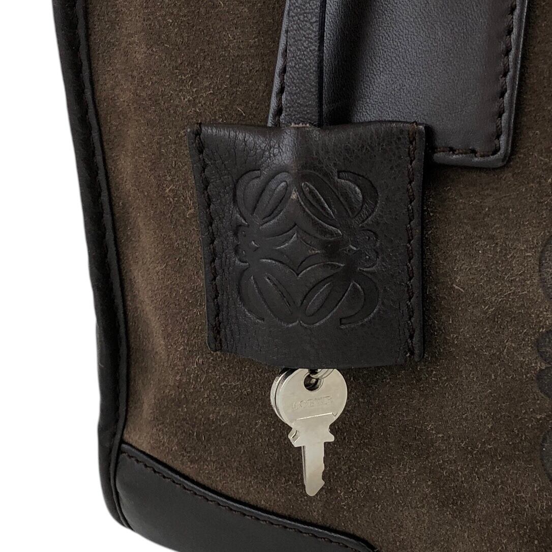 LOEWE ロエベ アマソナ28 ハンドバッグ ブラウン アナグラム スエード