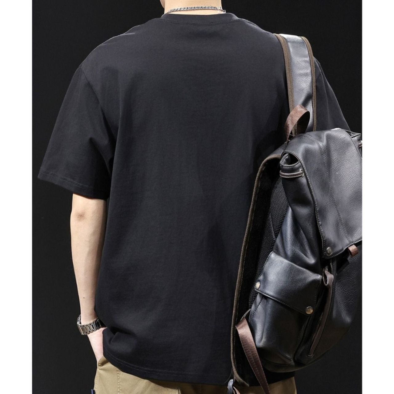 Crew Neck Text Graphic Short Sleeve T-Shirt ◇2color H0447