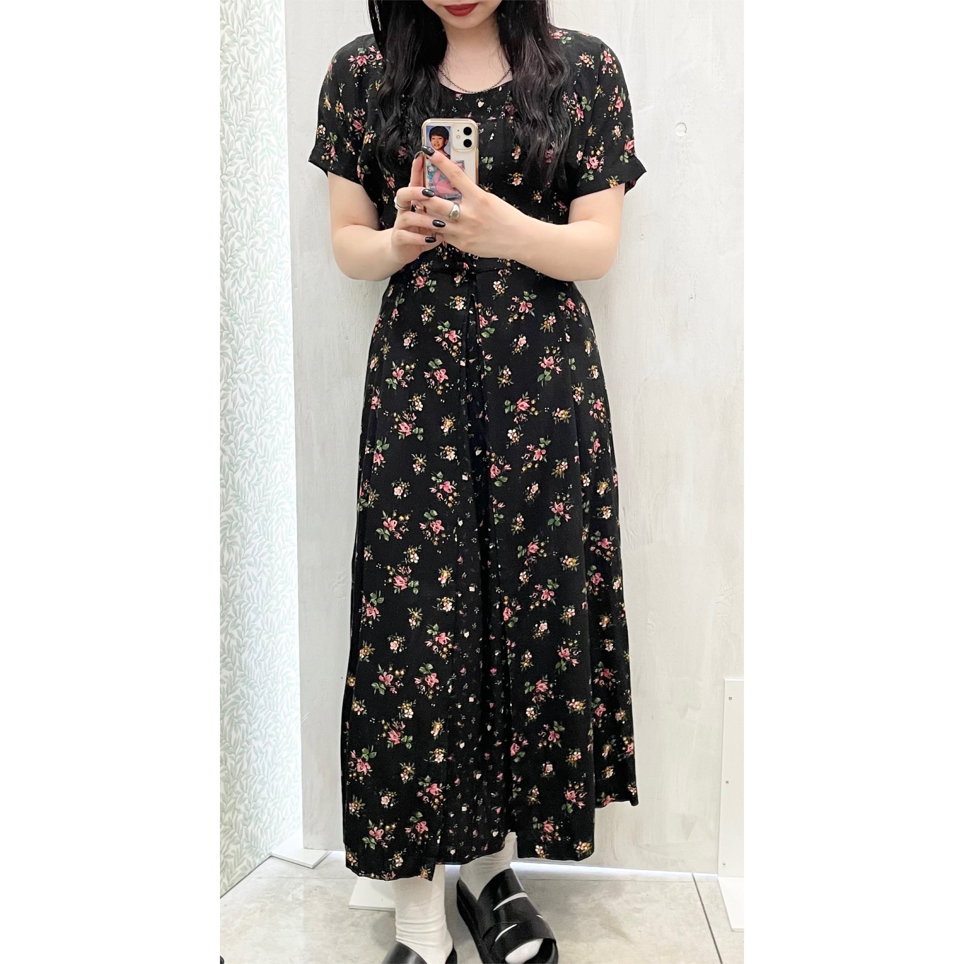 vintage/one-piece/flower/black/long/ビンテージ/ヴィンテージ ...