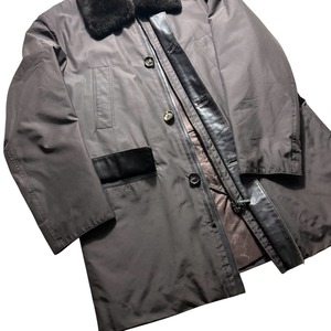 BRIONI silk padding coat with fur