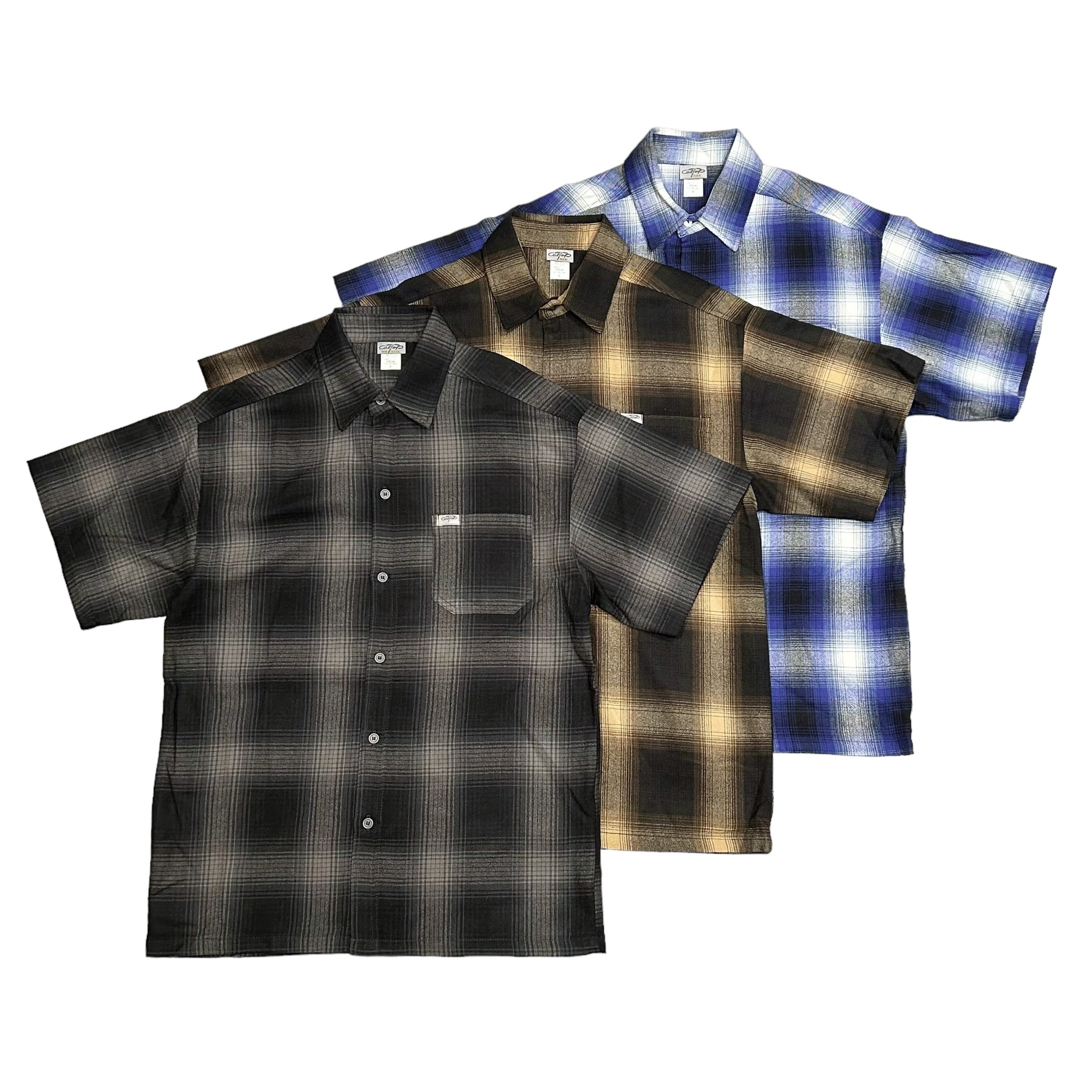CALTOP Ombre Check S/S Shirt (キャルトップ オンブレ チェック フランネル シャツ 半袖 )