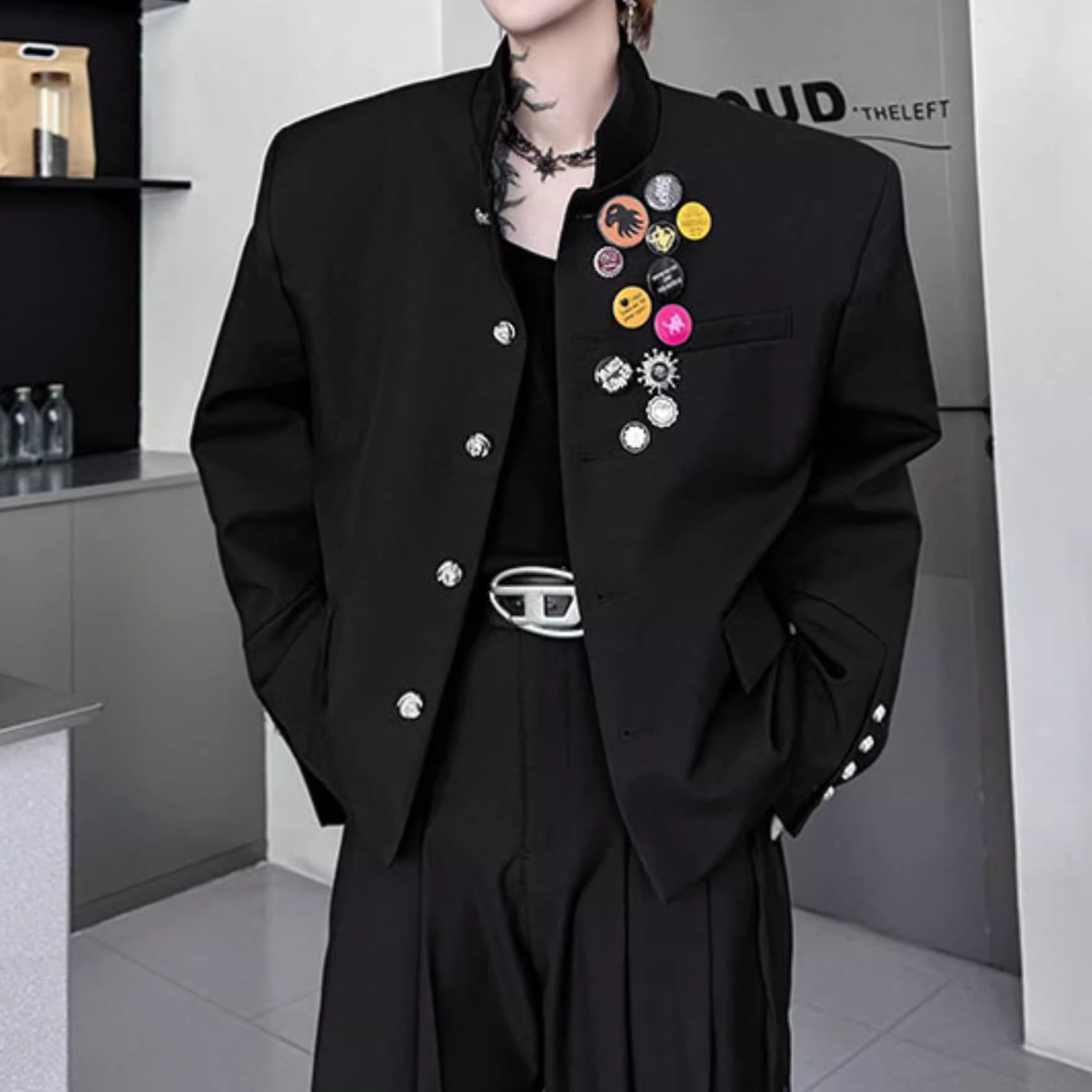 スタンドカラー ショート丈 オーバーサイズ ジャケット 1color MOJ0139