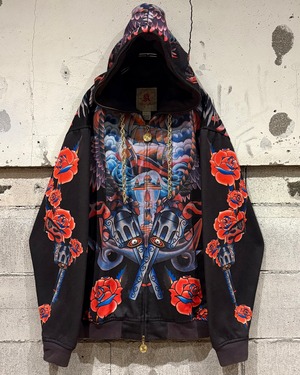 【Caka otto】 “KANJI JEANS” Special Graphic Loose Zip Up Hoodie