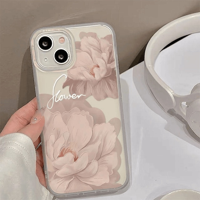【iPhone17】iPhoneケース スマホケース おしゃれ 韓国 花 フラワー ボタン 大人 かわいい シンプル インスタ映え カバー シンプル 可愛い  男女兼用 ペア お揃い ピンク クリア 透明