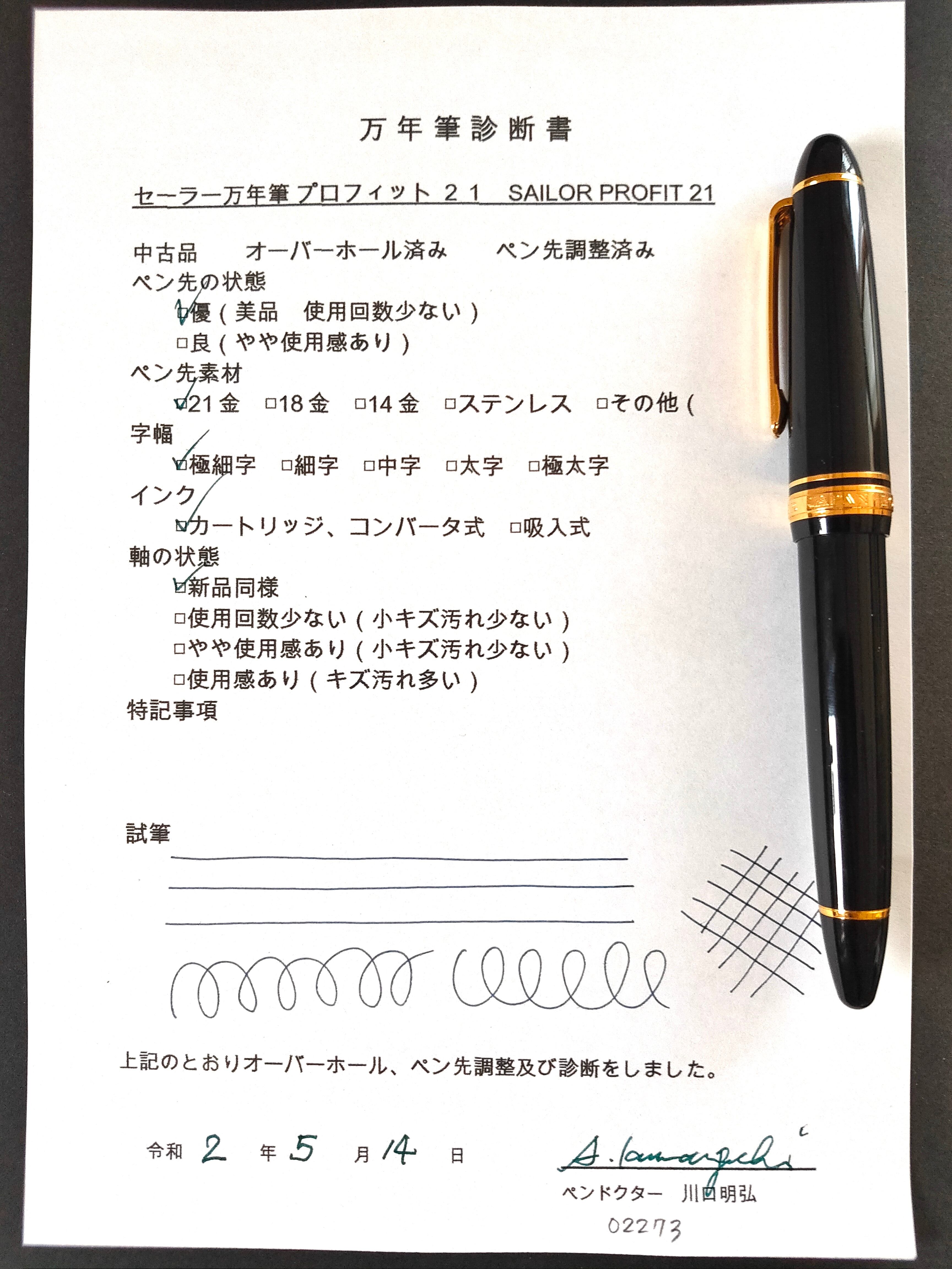 セーラー万年筆 プロフィット 21 SAILOR PROFIT 21 （極細字） 21K