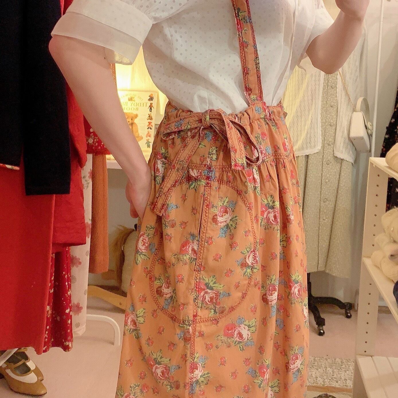 / orange rose cotton strap skirt