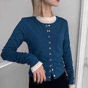 指穴クルーネックスナップボタンCD/ブルー