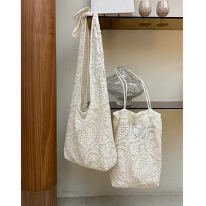 romantic lace embroidered canvas bag(2color)<b3077>