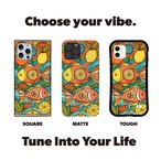 受注生産 iPhoneケース 柑橘と花のカラフル民芸柄｜果物モチーフ PSYF059B