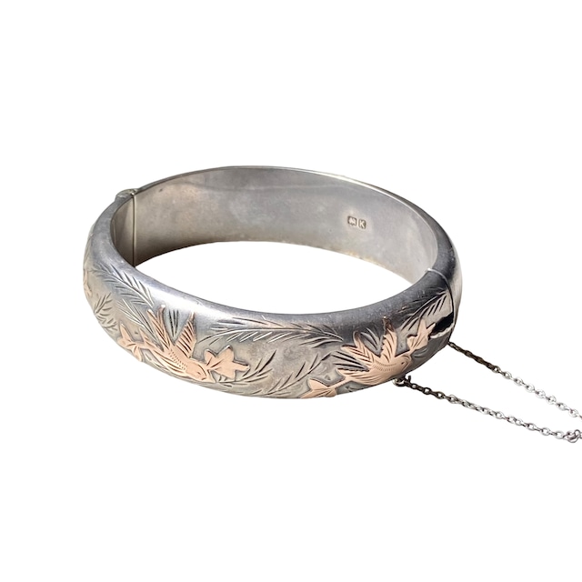 vintage c1960 England silver engraved hinge bangle