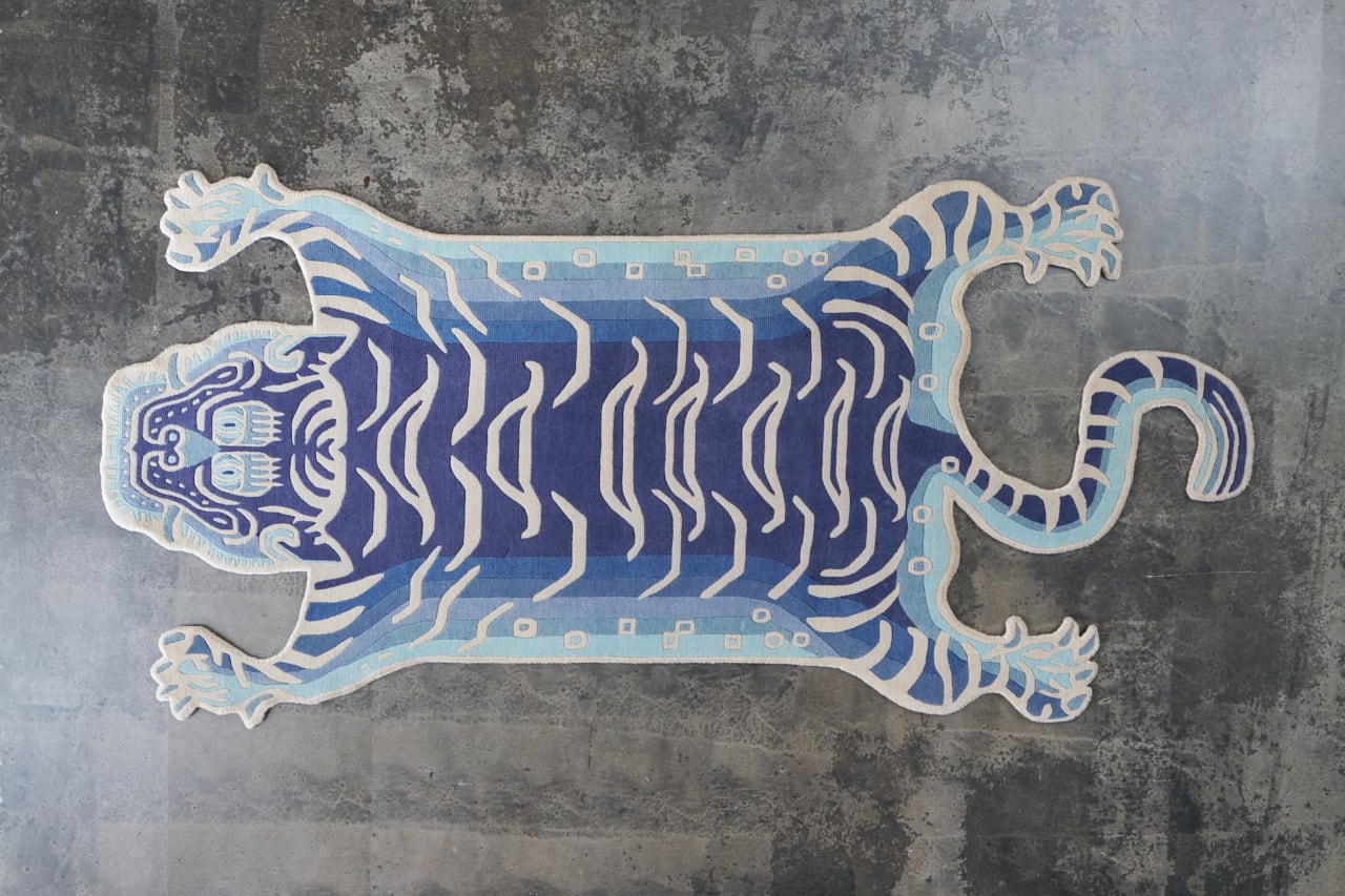 Tibetan Tiger Rug 《Lサイズ•ウール・オリジナル3・インディゴカラー