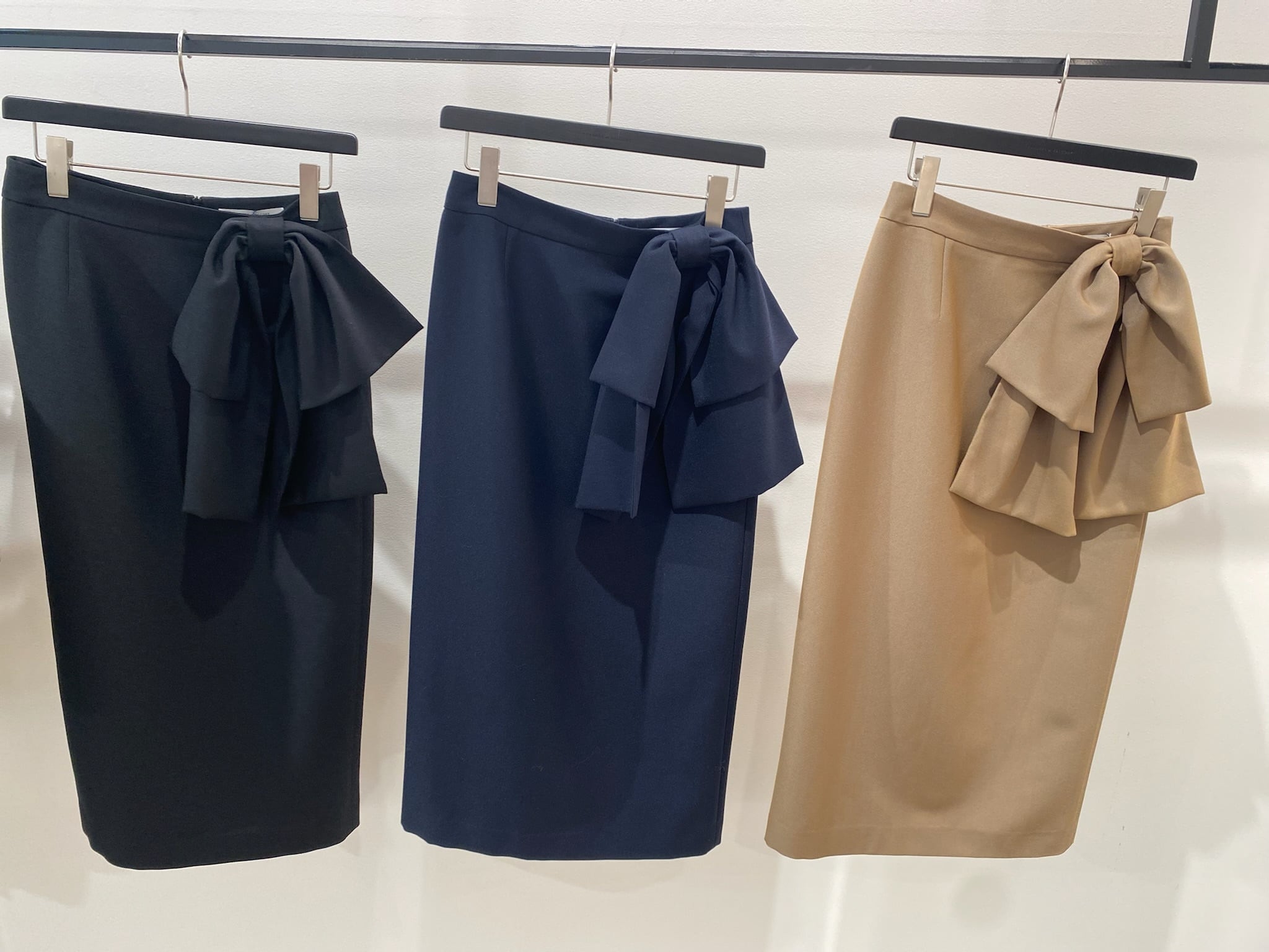 ボーダーズアットバルコニー 黒 リボン付き フレアスカート サイズ36 BORDERS at BALCONY RIBBON MIDI SKIRT ボーダーズアット