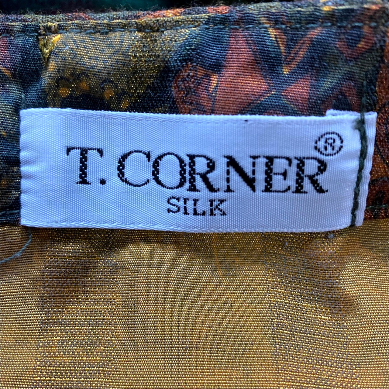 T.CORNER ペイズリー柄 ゴールド 長袖 シルク 総柄シャツ メンズL-XL 